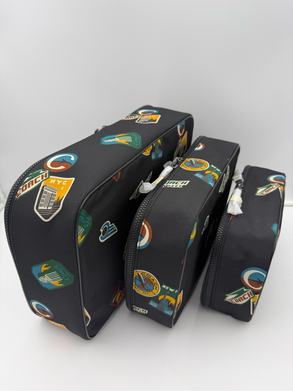 COACH NY • Unisex NWT Set of 3 Packing Cubes w/ Travel Patches in Black • 1287 - Picture 7 of 11